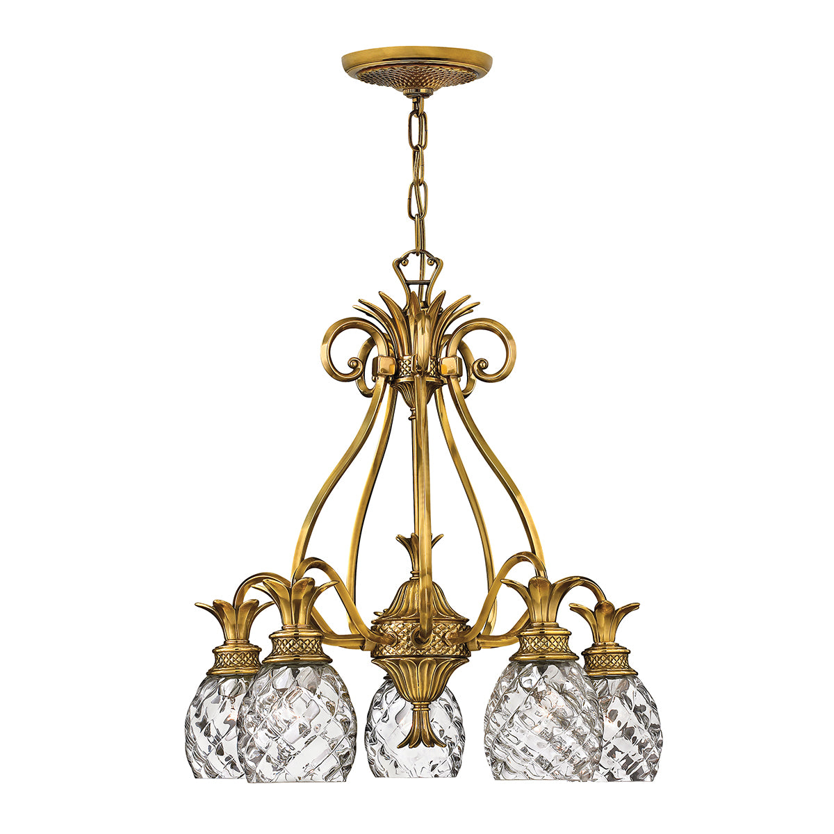Hinkley Plantation 5 Light Chandelier in Burnished Brass