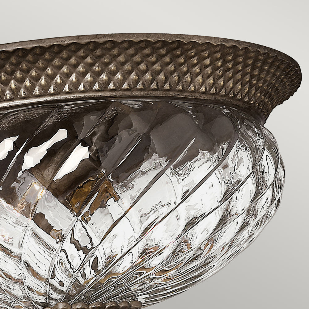Hinkley Plantation Large 3 Light Flush Ceiling Light in Pearl Bronze