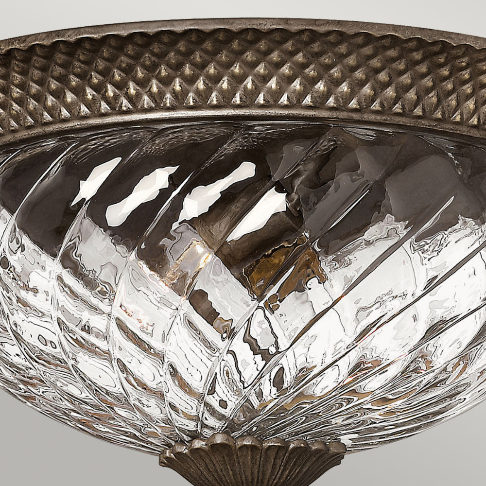 Hinkley Plantation Large 3 Light Flush Ceiling Light in Pearl Bronze
