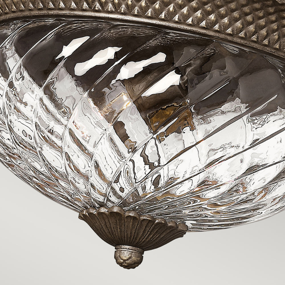 Hinkley Plantation Large 3 Light Flush Ceiling Light in Pearl Bronze