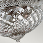 Hinkley Plantation Large 3 Light Flush Ceiling Light in Polished Antique Nickel