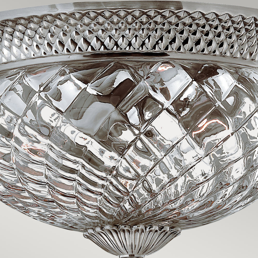 Hinkley Plantation Large 3 Light Flush Ceiling Light in Polished Antique Nickel
