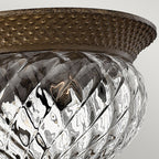 Hinkley Plantation Small 2 Light Flush Ceiling Light in Pearl Bronze with Clear Shade