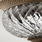 Hinkley Plantation Small 2 Light Flush Ceiling Light in Pearl Bronze with Clear Shade
