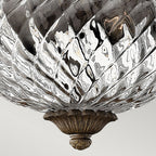 Hinkley Plantation Small 2 Light Flush Ceiling Light in Pearl Bronze with Clear Shade