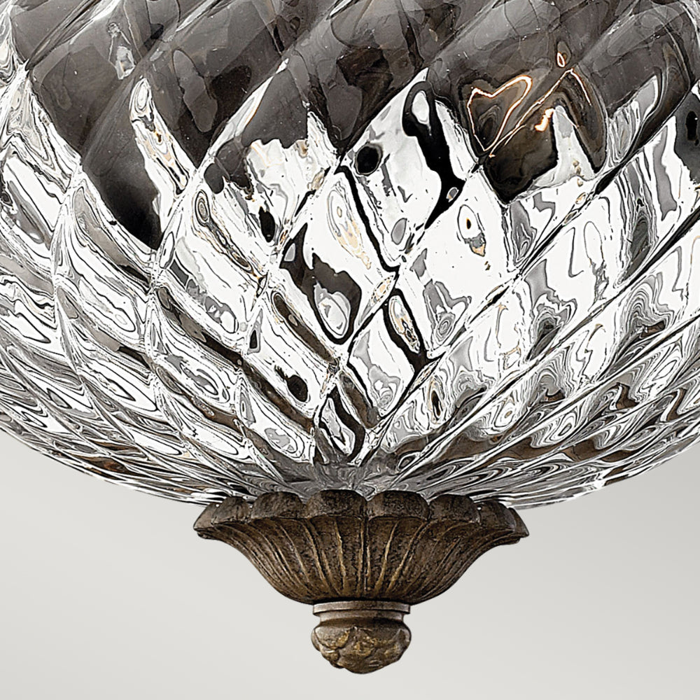 Hinkley Plantation Small 2 Light Flush Ceiling Light in Pearl Bronze with Clear Shade