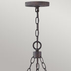 Hinkley Sawyer Exterior 6 Light Chandelier Sequoia Wood Effect with Rust Iron Accents