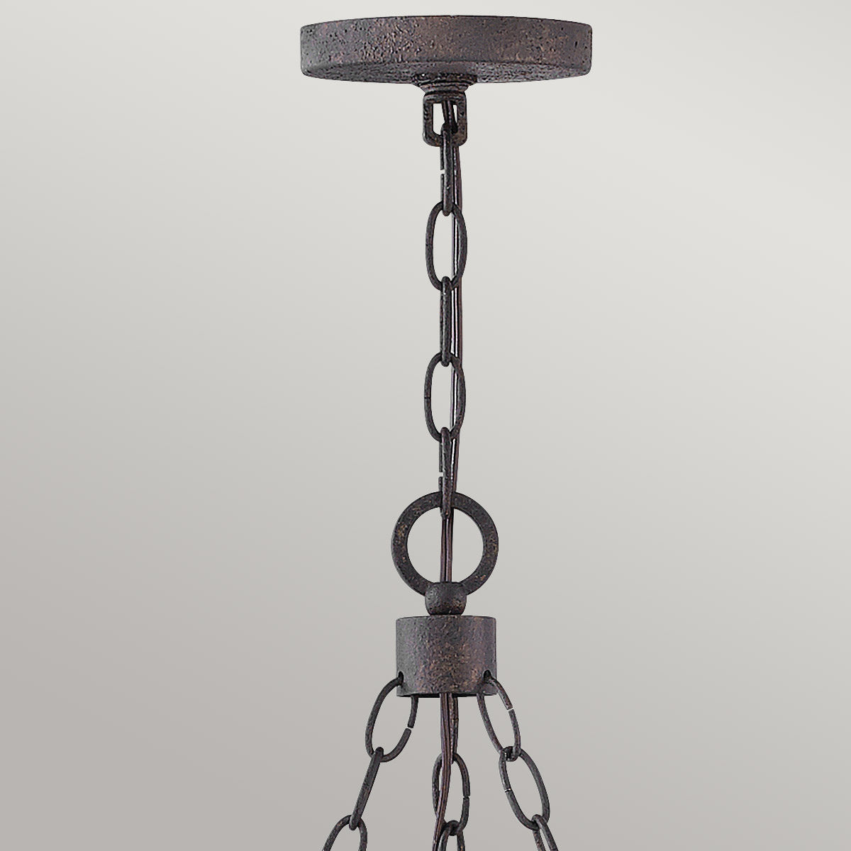 Hinkley Sawyer Exterior 6 Light Chandelier Sequoia Wood Effect with Rust Iron Accents