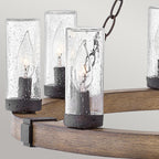 Hinkley Sawyer Exterior 9 Light Chandelier Sequoia Wood Effect with Rust Iron Accents