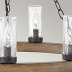 Hinkley Sawyer Exterior 9 Light Chandelier Sequoia Wood Effect with Rust Iron Accents