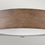 Hinkley Sawyer Exterior Flush Ceiling Light Sequoia Wood Effect with Rust Iron Accents