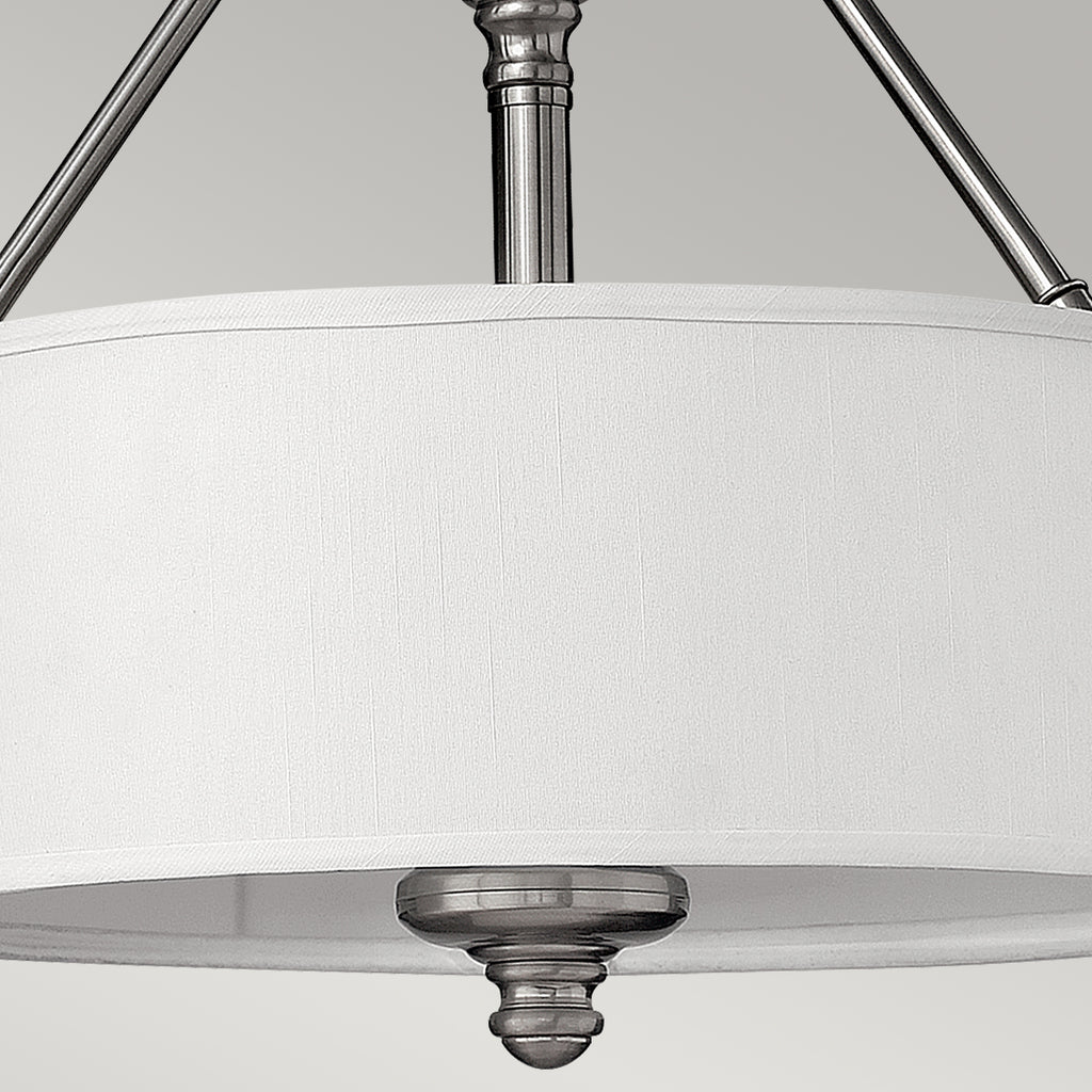 Hinkley Sussex 3 Light Semi Flush Ceiling Light in Brushed Nickel