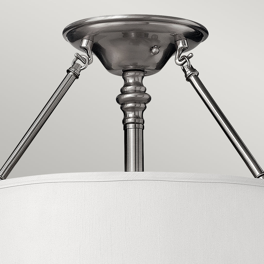Hinkley Sussex 3 Light Semi Flush Ceiling Light in Brushed Nickel