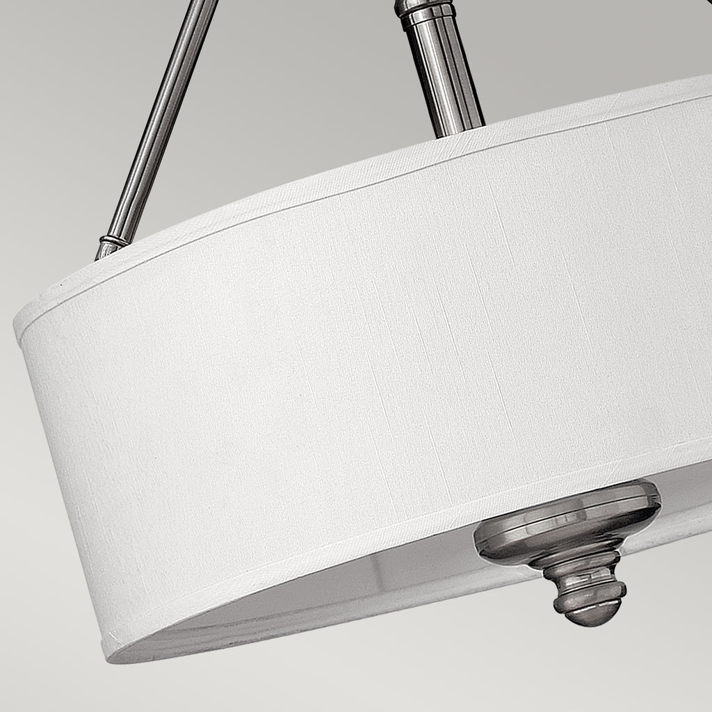 Hinkley Sussex 3 Light Semi Flush Ceiling Light in Brushed Nickel
