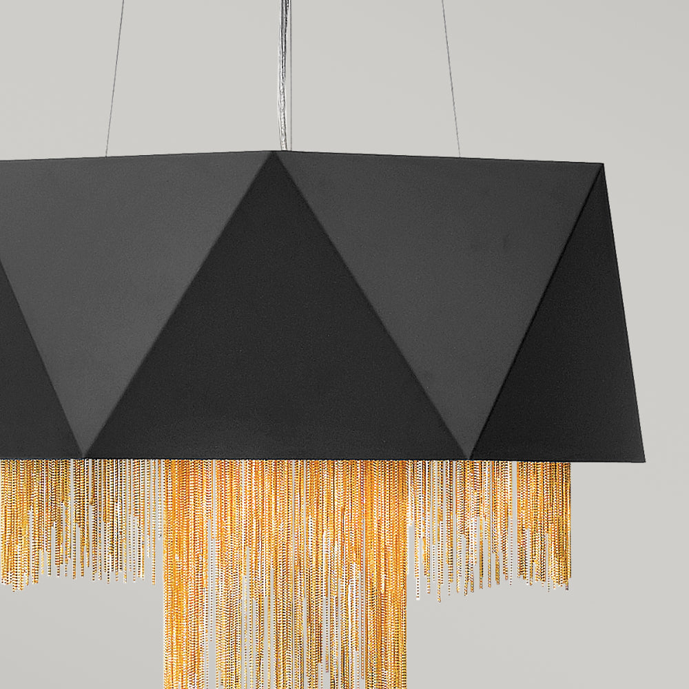 Hinkley Zuma 6 Light Pendant Light in Satin Black and Gold