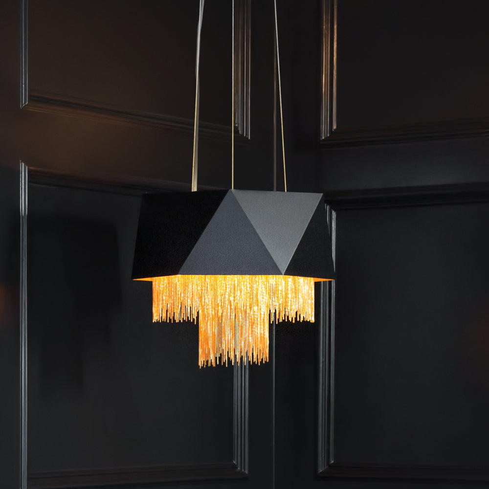 Hinkley Zuma 6 Light Pendant Light in Satin Black and Gold