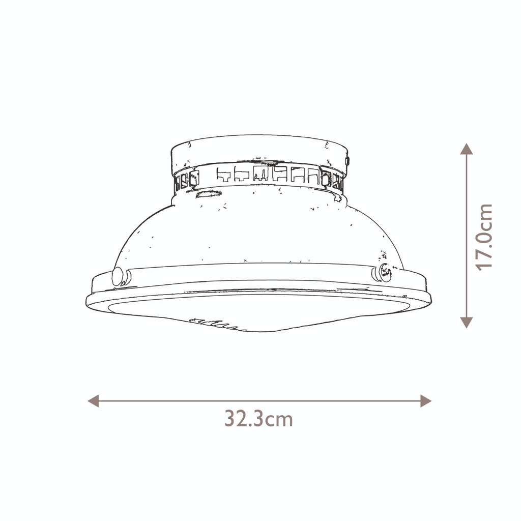 Hinkley Amelia 2 Light Flush Ceiling Light in Buckeye Bronze