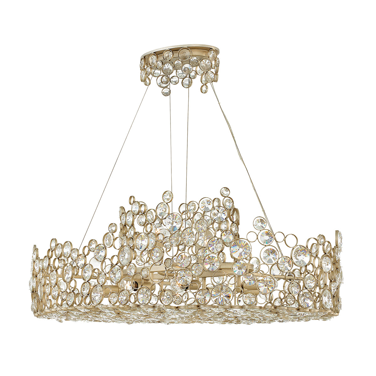Hinkley Anya 10 Light Linear Chandelier in Silver Leaf