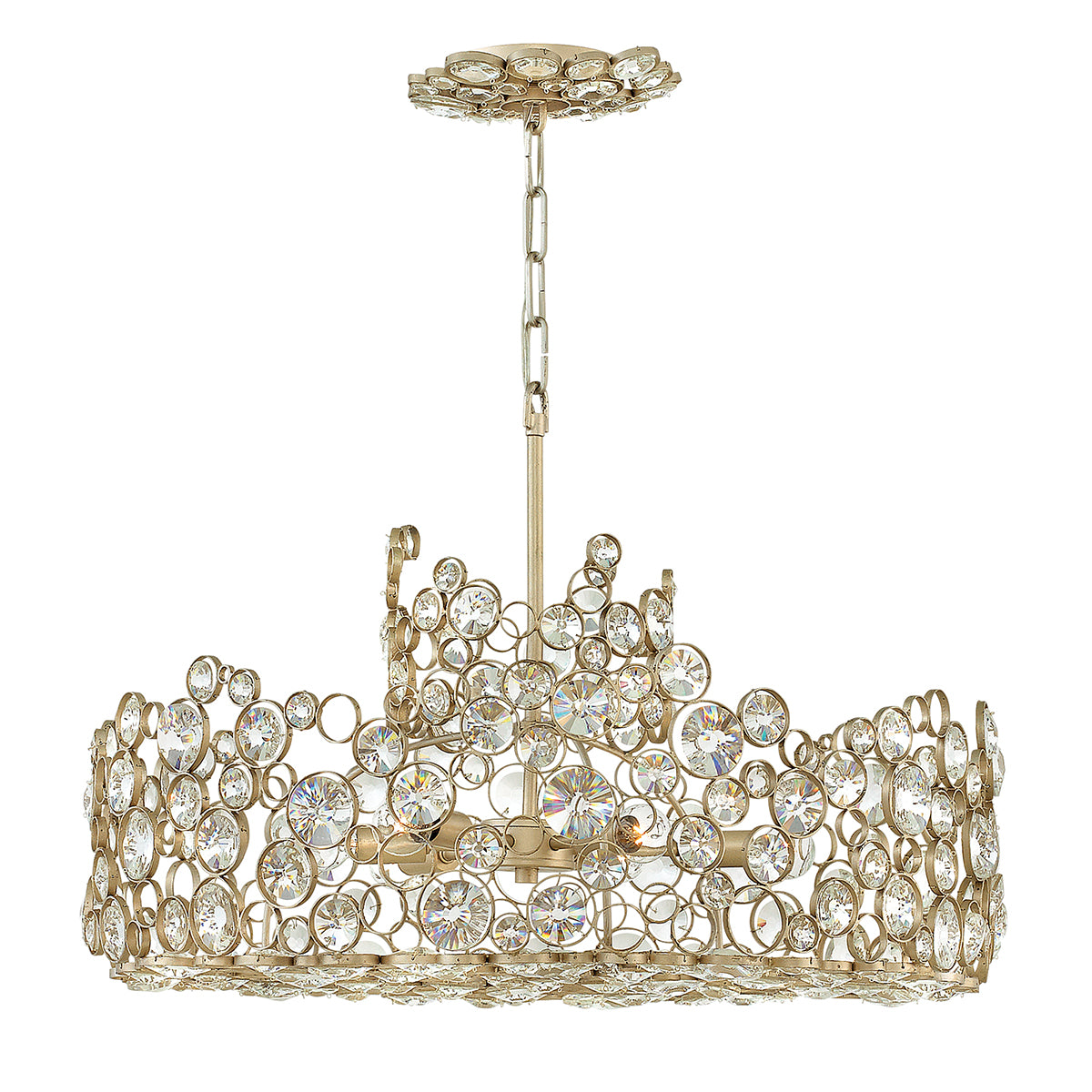 Hinkley Anya 6 Light Linear Chandelier in Silver Leaf