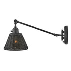 Hinkley Arti Wall Light Black with Black Rattan Shade