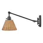 Hinkley Arti Wall Light Black with Natural Rattan Shade