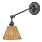 Hinkley Arti Wall Light Black with Natural Rattan Shade