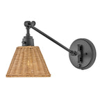 Hinkley Arti Wall Light Black with Natural Rattan Shade