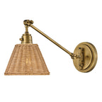 Hinkley Arti Wall Light Heritage Brass with Natural Rattan Shade