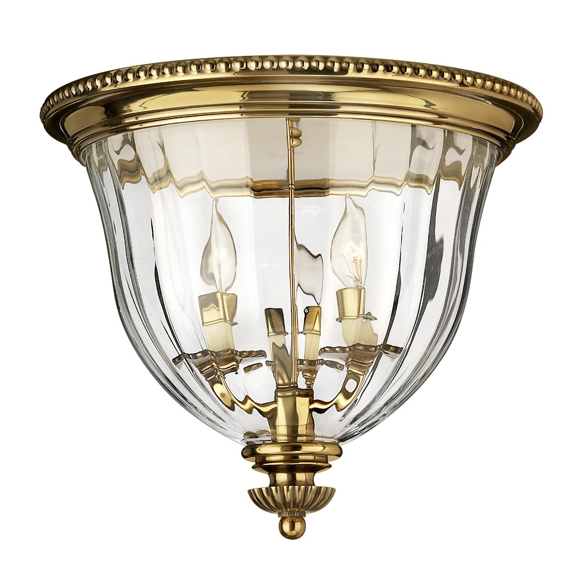 Hinkley Cambridge 3 Light Flush Ceiling Light in Burnished Brass