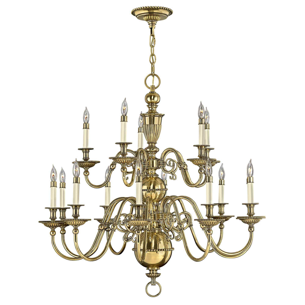 Hinkley Cambridge 15 Light Chandelier in Burnished Brass