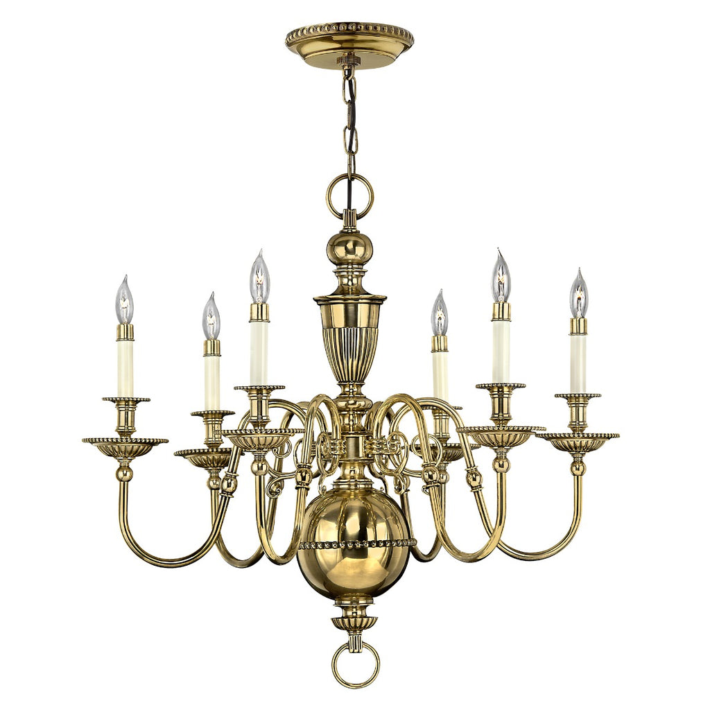 Hinkley Cambridge 6 Light Chandelier in Burnished Brass