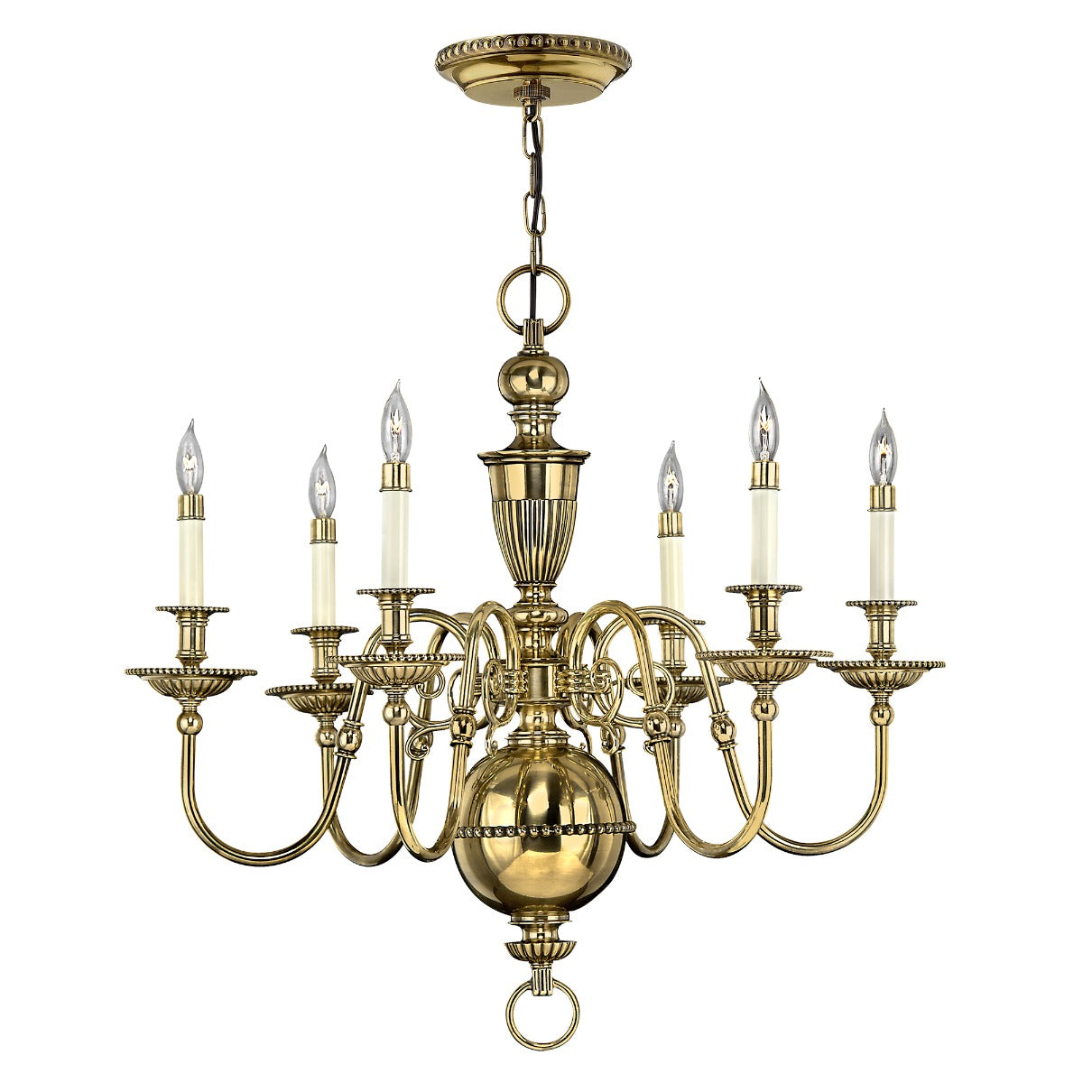 Hinkley Cambridge 6 Light Chandelier in Burnished Brass