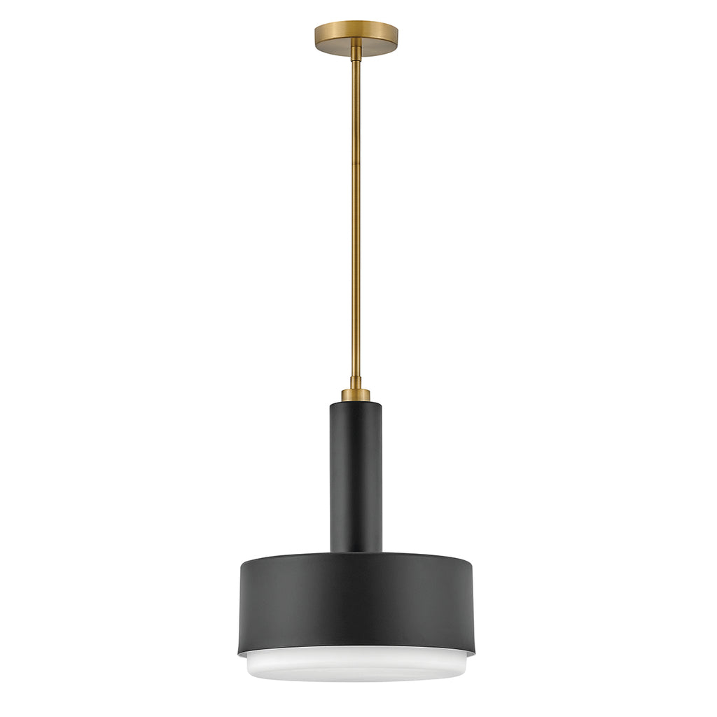 Hinkley Cedric Medium Pendant Lacquered Brass with Opal Glass