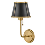 Hinkley Clarke Wall Light with Pull switch Warm Brass & Black Metal Shade
