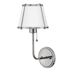 Hinkley Clarke Wall Light with Pull switch Polished Nickel & White Metal Shade