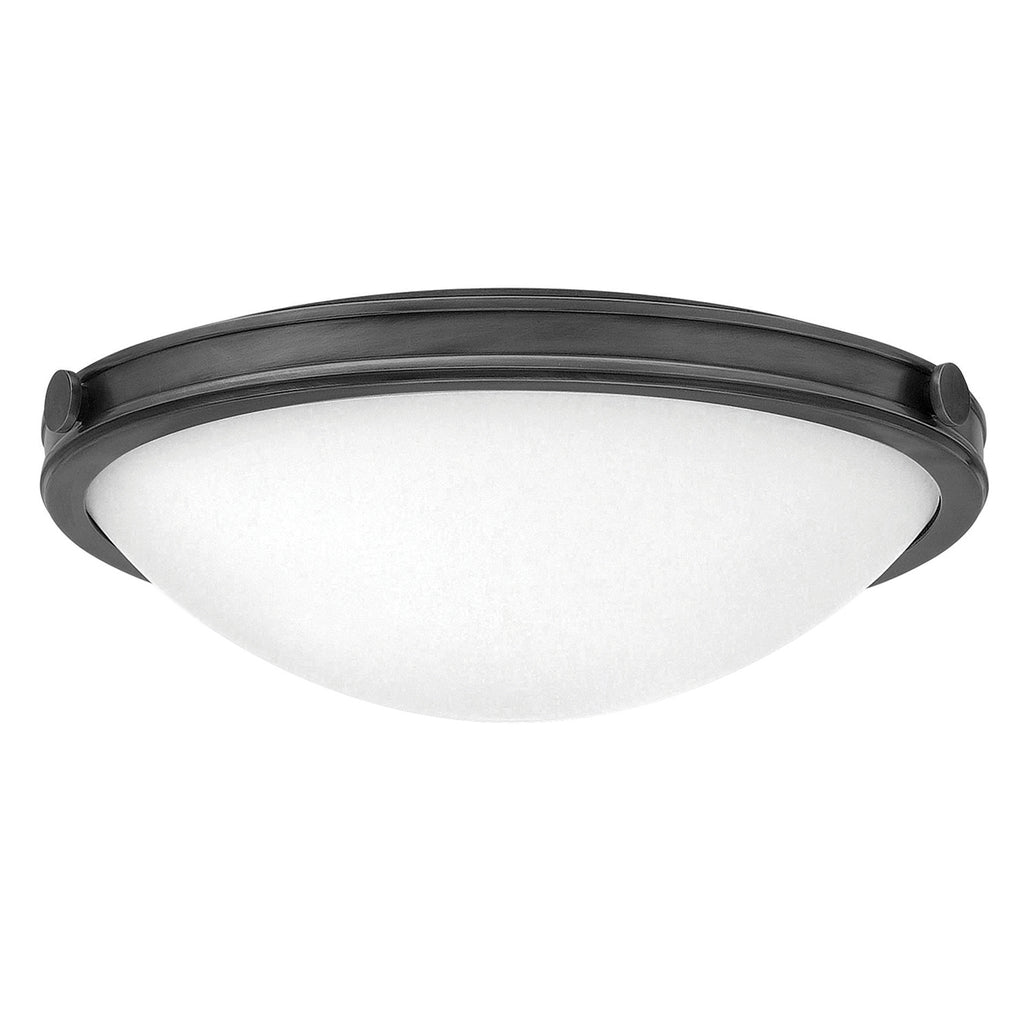 Hinkle Collier 3 Light Medium Flush Ceiling Fitting Black Oxide with Seeded Glass