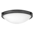 Hinkle Collier 3 Light Medium Flush Ceiling Fitting Black Oxide with Seeded Glass