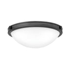 Hinkley Collier 2 Light Small Flush Ceiling Fitting Black Oxide with Seeded Glass