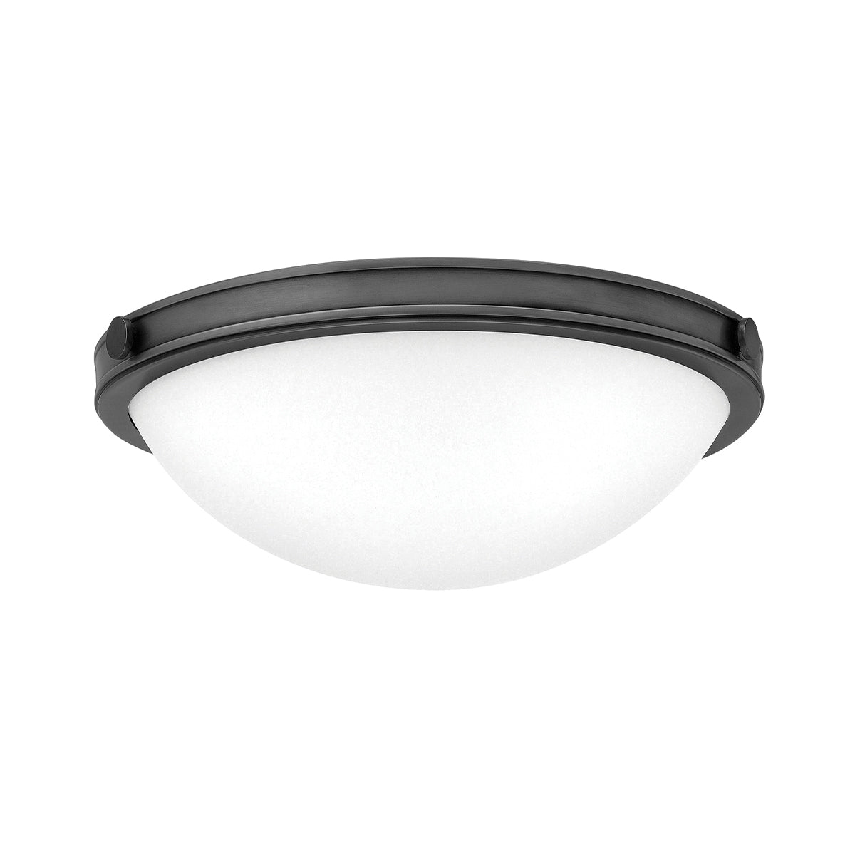 Hinkley Collier 2 Light Small Flush Ceiling Fitting Black Oxide with Seeded Glass