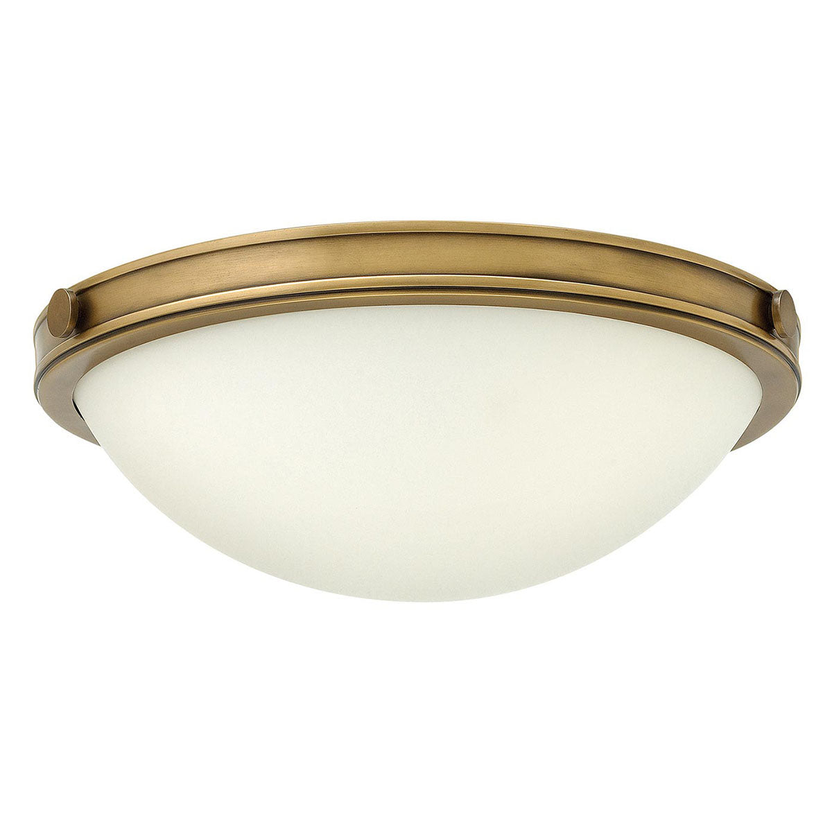 Hinkley Collier 2 Light Flush Ceiling Light in Heritage Brass with Opal Shade
