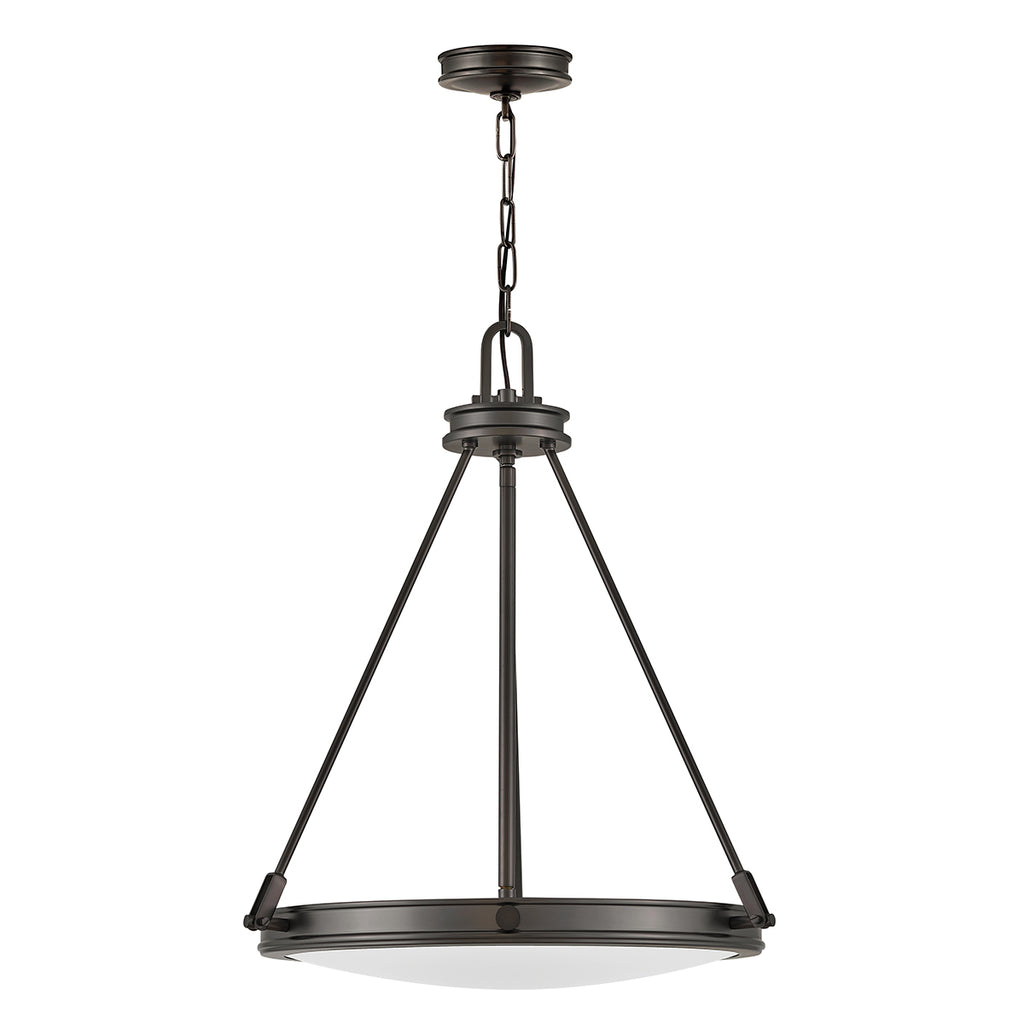 Hinkley Collier 4 Light Pendant Black Oxide with Opal Glass Shade