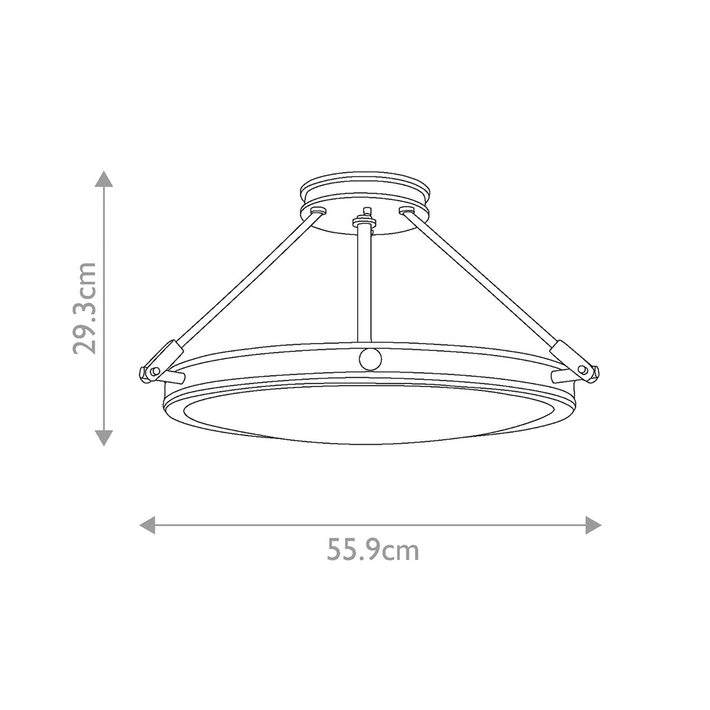Hinkley Collier 4 light Medium Semi-Flush Fitting Black Oxide with Opal Shade