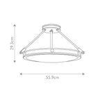 Hinkley Collier 4 light Medium Semi-Flush Fitting Black Oxide with Opal Shade