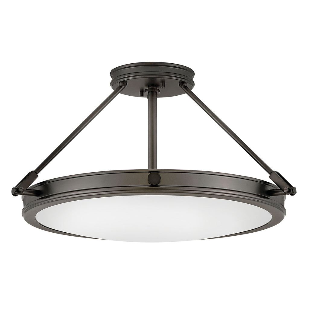Hinkley Collier 4 light Medium Semi-Flush Fitting Black Oxide with Opal Shade