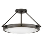 Hinkley Collier 4 light Medium Semi-Flush Fitting Black Oxide with Opal Shade