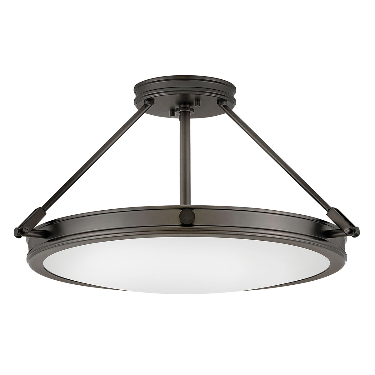 Hinkley Collier 4 light Medium Semi-Flush Fitting Black Oxide with Opal Shade