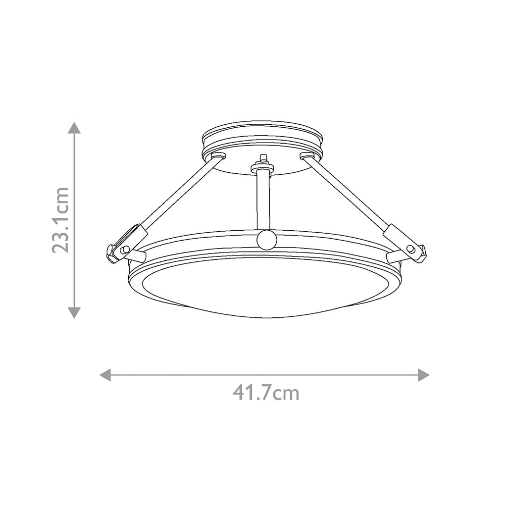 Hinkley Collier 3 light Small Semi-Flush Fitting Black Oxide with Opal Shade