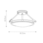 Hinkley Collier 3 light Small Semi-Flush Fitting Black Oxide with Opal Shade