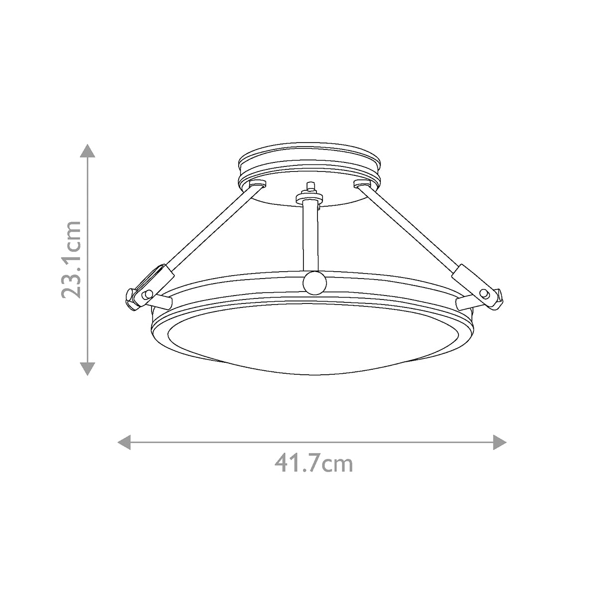 Hinkley Collier 3 light Small Semi-Flush Fitting Black Oxide with Opal Shade
