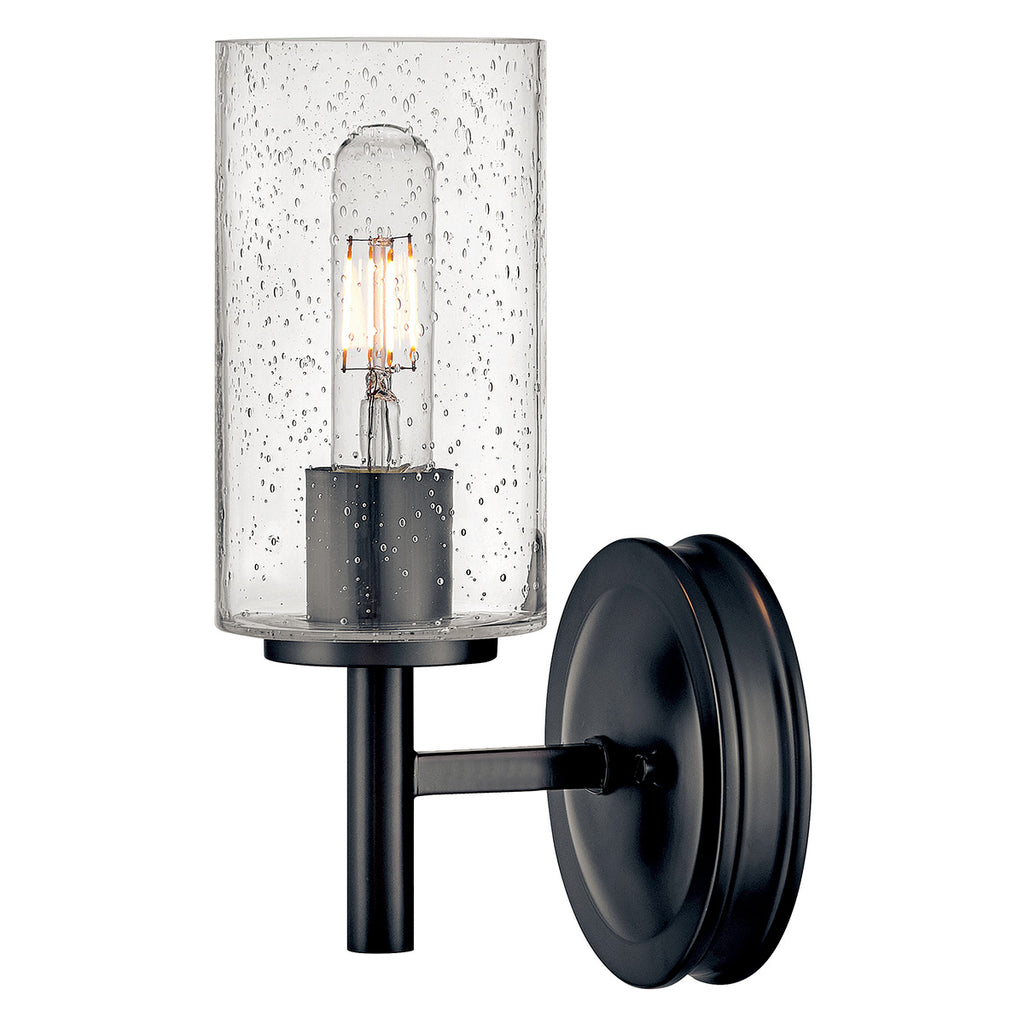 Hinkley Collier Wall Light Black Oxide with Clear Seeded Glass
